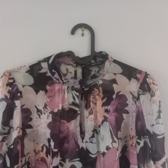 Portmans floral long sleeve sheer blouse (sz 6) keyhole detail - Picture 6 of 9